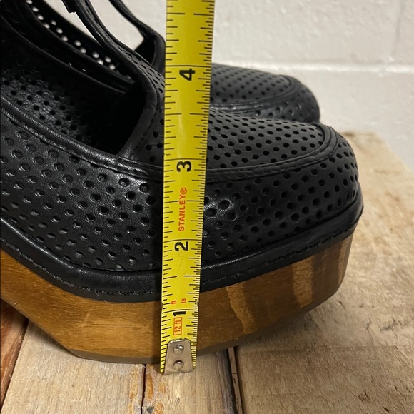 Matisse Black Perforated Platform Mary Jane’s with Wood Heel - Picture 6 of 11